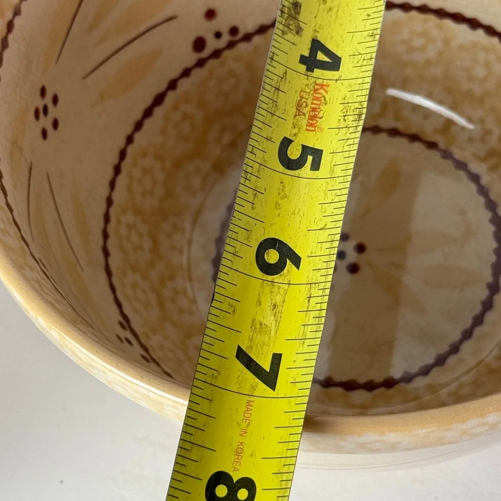 Temp-Tations Old World Yellow Handled Round Serving Bowls Set of 2 Ceramic